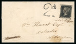 Stamp of Great Britain » 1840 1d Black and 1d Red plates 1a to 11 1842 (Feb 23) cover from Leeds to Nottingham with extremely rare fraudulently re-used 1840 1d black