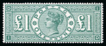 Stamp of Great Britain » 1855-1900 Surface Printed » 1887-1900 Jubilee Issue & 1891 £1 Green 1891 £1 green mint never hinged, superbly fine and fresh