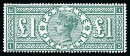 Stamp of Great Britain » 1855-1900 Surface Printed » 1887-1900 Jubilee Issue & 1891 £1 Green 1891 £1 green mint never hinged, superbly fine and fresh
