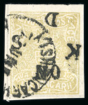 Stamp of Indian States » Kishengarh OFFICIALS: 1917-18 1/4a yellow-green used, overprint inverted