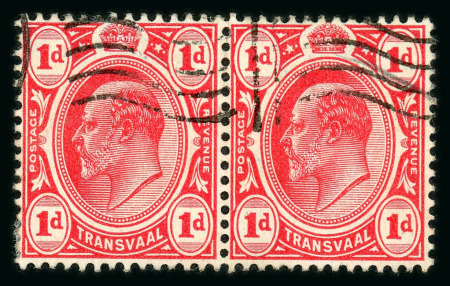 Stamp of South Africa » Transvaal » 1905-09 Watermark Multiple Crown CA Monocolours » Issued Stamps 1d scarlet horizontal pair showing watermark error Cabled Anchor, fine used