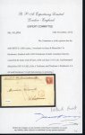 Stamp of Mauritius » 1859 Dardenne Issue (SG 41-44) 1d. dull vermilion, large to huge margins, light barred oval cancel, on merchant's cover from Port Louis to France