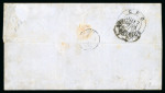 Stamp of Mauritius » 1859 Lapirot Issue » Intermediate Impressions (SG 38) 2d. blue, horizontal pair, early impression, positions 9-10, touched to huge margins, on 1859 cover to France