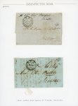 Stamp of Thematics » Disinfected Mail 1833-45 Disinfected Mail : small group on 6 exhibition pages with disinfected mail (10) of Spain, Malta, Greece & Syria