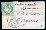 Stamp of France » Ballons Montés 1870, Lettre de petit format par ballon monté "Le Tourville"