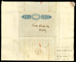 Stamp of Great Britain » 1839 Treasury Competition 1840 J. Baraclough Prepaid Private Lettersheet printed in blue, addressed to Walter Landon, Rugely, with manuscript ''1''