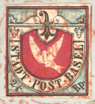 Stamp of Switzerland / Schweiz » Kantonalmarken » Basel 1848, Basler Taube der ersten Auflage in lebhaftblauer Farbe, auf Stadtbrief von Basel