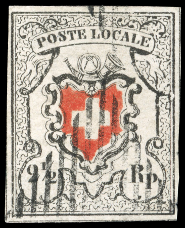 Stamp of Switzerland / Schweiz » Orts-Post und Poste Locale 1851, Poste Locale ohne Kreuzeinfassung, Type 15, klar und sauber entwertet mit schwarzer eidgenössischer Raute