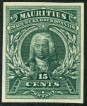 Stamp of Mauritius » 1899 Birth Bicentenary of la Bourdonnais (SG 136) 1899 (April) Mahé de la Bourdonnais, 15c in ten different imperforate colour trials