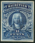 Stamp of Mauritius » 1899 Birth Bicentenary of la Bourdonnais (SG 136) 1899 (April) Mahé de la Bourdonnais, 15c in ten different imperforate colour trials