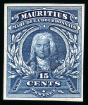 Stamp of Mauritius » 1899 Birth Bicentenary of la Bourdonnais (SG 136) 1899 (April) Mahé de la Bourdonnais, 15c in ten different imperforate colour trials