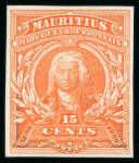 Stamp of Mauritius » 1899 Birth Bicentenary of la Bourdonnais (SG 136) 1899 (April) Mahé de la Bourdonnais, 15c in ten different imperforate colour trials
