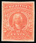 Stamp of Mauritius » 1899 Birth Bicentenary of la Bourdonnais (SG 136) 1899 (April) Mahé de la Bourdonnais, 15c in ten different imperforate colour trials