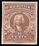 Stamp of Mauritius » 1899 Birth Bicentenary of la Bourdonnais (SG 136) 1899 (April) Mahé de la Bourdonnais, 15c in ten different imperforate colour trials