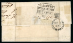 Stamp of Mauritius » 1848-59 Post Paid Issue » Latest Impressions (SG 23-25) 1d. red-brown on bluish paper, latest impression, two singles in combination with "Britannia" 6d on cover to India
