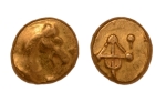 Stamp of Coins » Ancient Greece Greco-Bactrian Kingdom, Eucratides I, c. 171-145 BC, AV hemihecte (1/12 stater), 0.53 g.