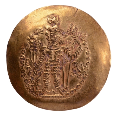 Kushano-Sasanian, Bahram I, c. 340-345. AV dinar, 7.55 g.