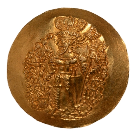 Kushano-Sasanian, Bahram I, c. 340-345. AV dinar, 7.80 g.