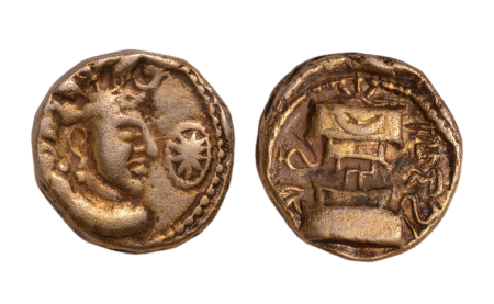 Stamp of Coins » Sasanian Kingdom and Kushano-Sasanian Indo-Sasania, Ranaditya Satya, c. 450-475, debased AV dinar, 6.84 g.