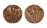 Stamp of Coins » Sasanian Kingdom and Kushano-Sasanian Hunnic tribes, Alchon Huns (Eastern), Adomano, mid-late 5th century, AV (electrum) dinar, 6.95 g.