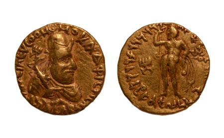 Stamp of Coins » Kushan Kushanas, Vima Kadphises, c. 113-127 AD, Oesho, AV dinar, 7.94 g