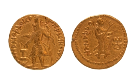 Stamp of Coins » Kushan Kushanas, Kanishka I, c. 127-152, Nana, AV dinar, 7.79 g.