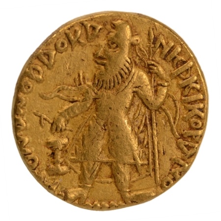 Kushanas, Kanishka I, c. 127-152, Oesho, AV dinar, 7.65 g.