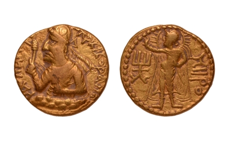 Stamp of Coins » Kushan Kushanas, Huvishka, c. 151-192,Miiro, AV dinar, 7.81 g.