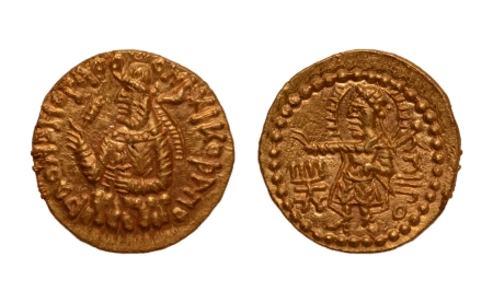Stamp of Coins » Kushan Kushanas, Huvishka, c. 151-192, Miiro, AV quarter dinar, 1.94 g.