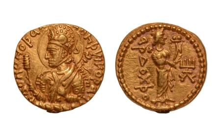 Stamp of Coins » Kushan Kushanas, Huvishka, c. 151-192, Ardoksho, AV dinar, 7.85 g.