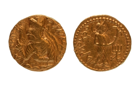 Stamp of Coins » Kushan Kushanas, Huvishka, c. 151-192, Ardoksho, AV dinar, 7.91 g.