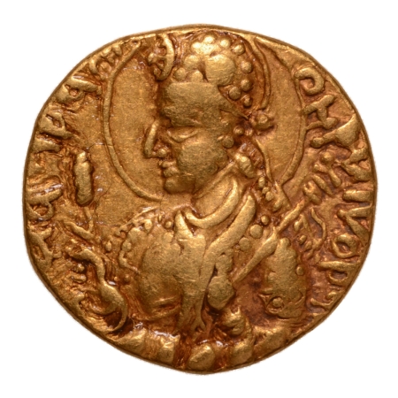 Kushanas, Huvishka, c. 151-192, Pharro, AV dinar, 7.82 g.