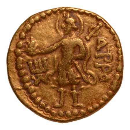 Kushanas, Huvishka, c. 151-192, Pharro, AV dinar, 7.82 g.