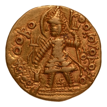 Kushanas, Vasudeva, c. 190-230, Oesho, AV dinar, 7.89 g.
