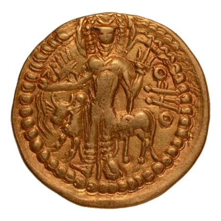 Kushanas, Vasudeva, c. 190-230, Oesho, AV dinar, 7.89 g.