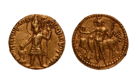 Stamp of Coins » Kushan Kushanas, Vasudeva, c. 190-230, Shiva, AV dinar, 8.03 g.