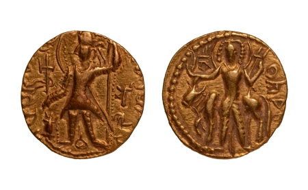 Stamp of Coins » Kushan Kushanas, Vasishka, c. 247-265, Oesho, AV dinar, 7.76 g.