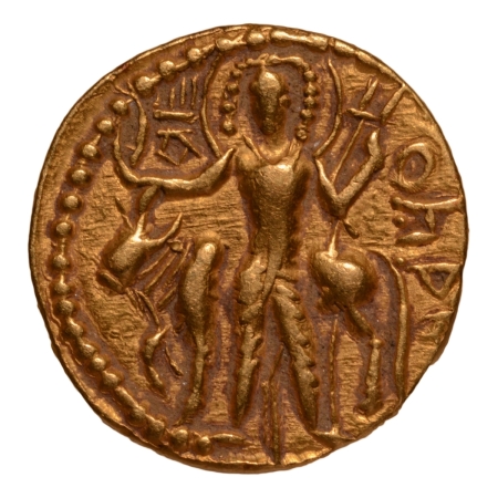 Kushanas, Vasishka, c. 247-265, Oesho, AV dinar, 7.76 g.