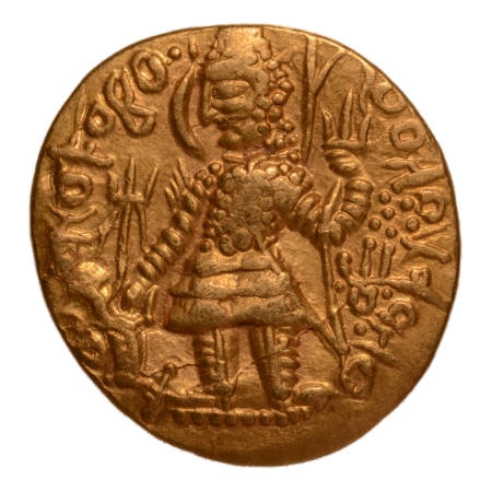 Kushanas, Vasudeva II, c. 275-300, Oesho, AV dinar, 7.83 g.