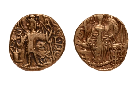 Stamp of Coins » Kushan Kushanas, Kipanadha, c. 335-350, Ardoksho, AV dinar, 7.64 g.