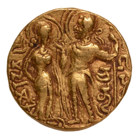 Gupta Empire, Chandragupta I, c. 319-335, king and queen, AV dinar, 7.69 g.