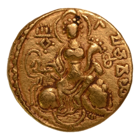 Gupta Empire, Chandragupta I, c. 319-335, king and queen, AV dinar, 7.69 g.