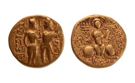 Stamp of Coins » Gupta Gupta Empire, Chandragupta I, c. 319-335, king and queen, AV dinar, 7.29 g.