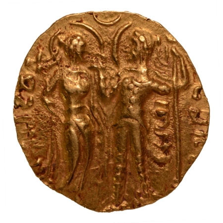 Gupta Empire, Chandragupta I, c. 319-335, king and queen, AV dinar, 7.39 g.