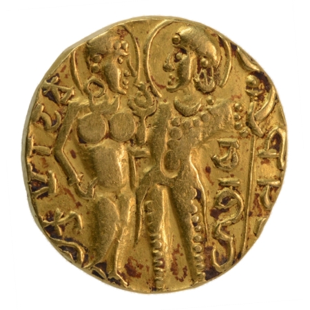 Gupta Empire, Chandragupta I, c. 319-335, king and queen, AV dinar, 7.99 g.