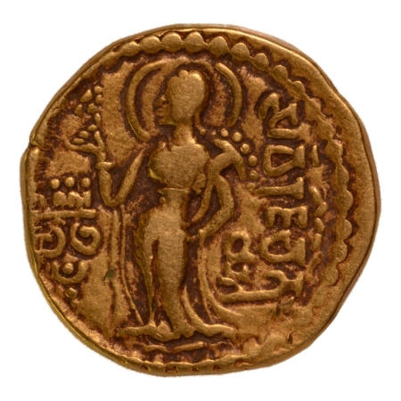 Gupta Empire, Samudragupta, c. 335-375 (or Kachagupta), chakra, AV dinar, 7.46 g.