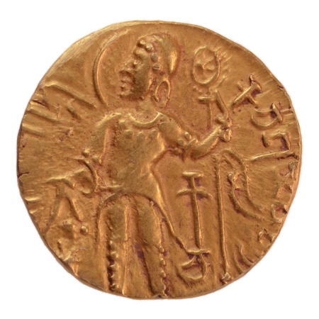 Gupta Empire, Samudragupta, c. 335-375 (or Kachagupta), chakra, AV dinar, 7.74 g.