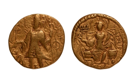 Stamp of Coins » Kushan Kushanas, Kanishka III, c. 267-270, Ardoksho, AV dinar, 7.69 g.