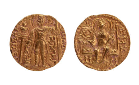 Stamp of Coins » Gupta Gupta Empire, Samudragupta, c. 335-375, javelin, AV dinar, 7.70 g.