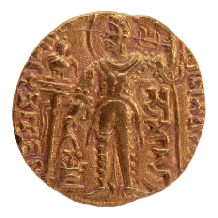 Gupta Empire, Samudragupta, c. 335-375, javelin, AV dinar, 7.70 g.
